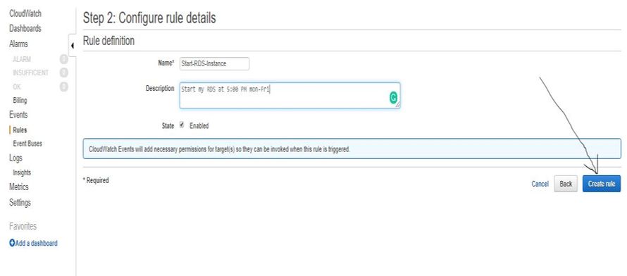 CloudWatch Create Rule